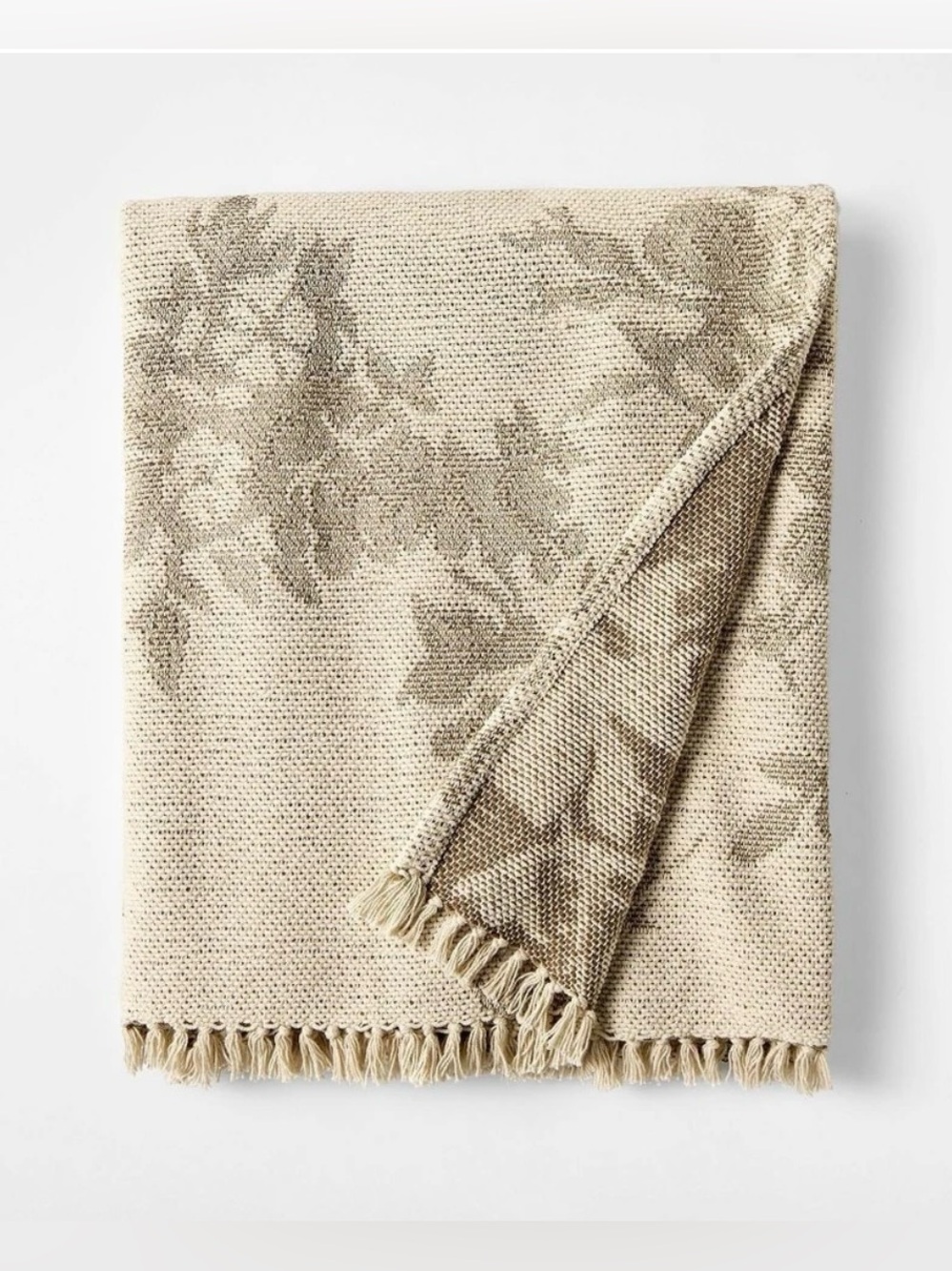 Woven Floral and Leaves Pattern Throw with Fringe - Threshold with Studio McGee